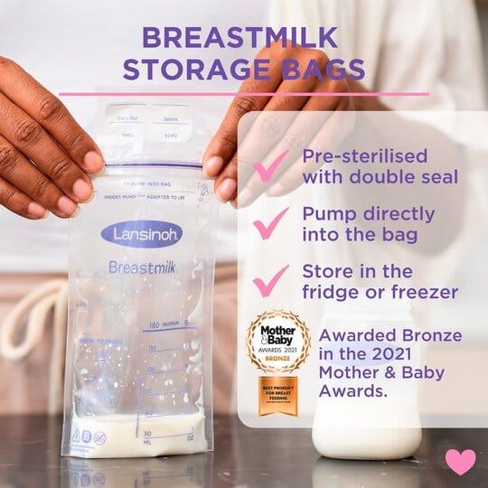 Lansinoh Breastmilk Storage Bags 25 Pack - Leak-proof, Pre-sterilized, BPA/BPS Free