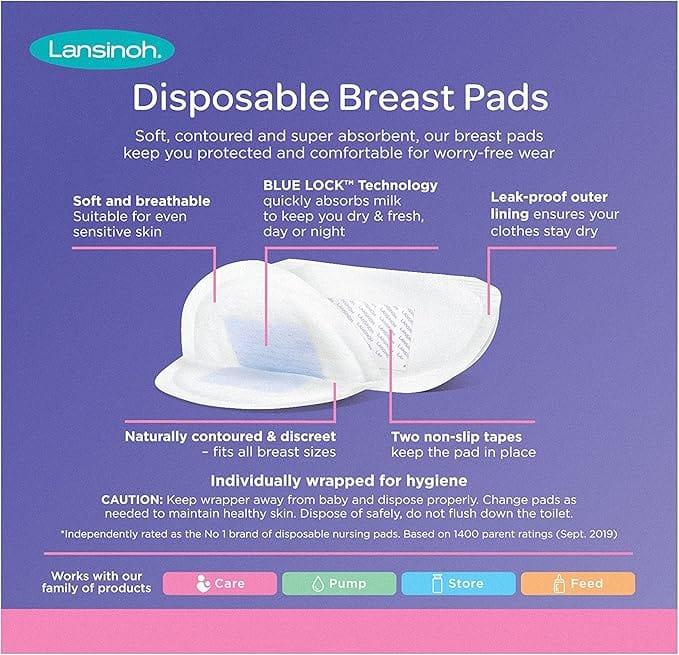 Lansinoh Disposable Nursing Pads 24 Count - Ultra slim, absorbent, stay-dry lining