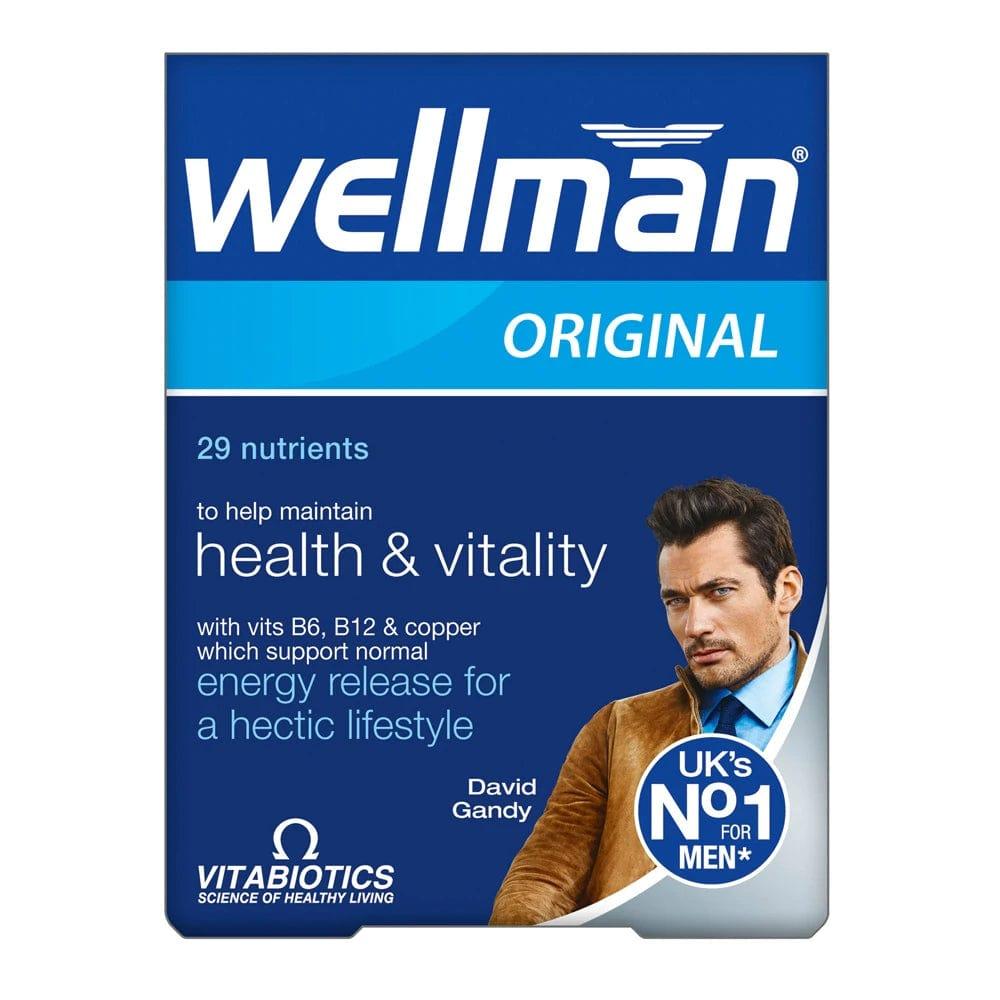 Vitabiotics Wellman Original Multivitamin for Men - Health & Vitality - 30 Pack - Vitamins B6, B12, Copper, Siberian Ginseng