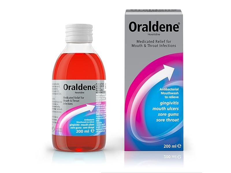 Oraldene Antibacterial Mouthwash for gingivitis, mouth ulcers, sore gums, sore throat - 200ml