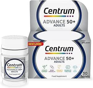 Centrum Advance 50+ Multivitamin Tablets 30s for Adults - Vitality, Bone, Immunity, Cognitive, Eye Support