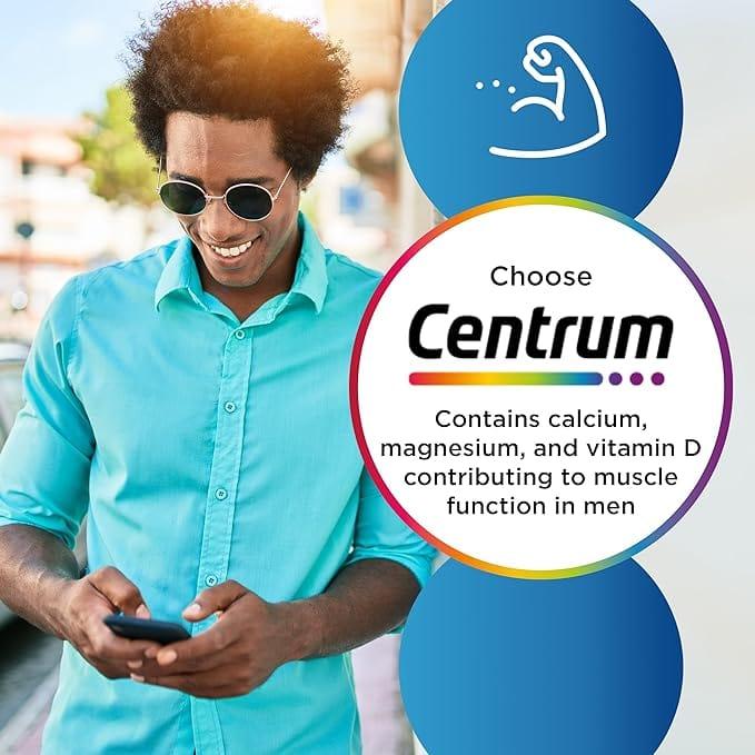 Centrum Men Multivitamin 60's - Men's Nutritional Support, Energy Release, Immunity Support, Muscle Function, Cognitive Function