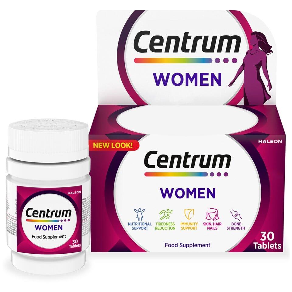 Centrum Women Multivitamin 30 Tablets - Complete daily multivitamin for women's nutritional needs. Supports immunity, hair, skin & nails. Contains Vitamin D. 