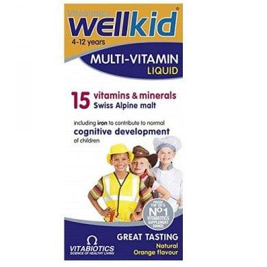 Vitabiotics Wellkid MultiVitamin Liquid 150ml - 15 Vitamins & Minerals, Orange Flavour for Children