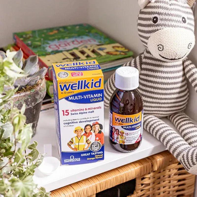 Vitabiotics Wellkid MultiVitamin Liquid 150ml - 15 Vitamins & Minerals, Orange Flavour for Children