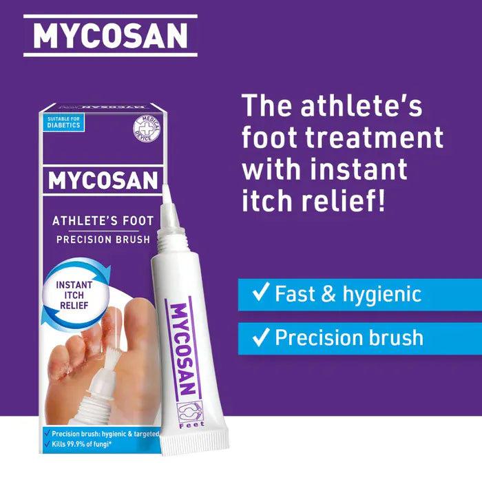 Mycosan Athlete's Foot Precision Brush 15ml - Instant Itch Relief, Kills 99.9% of fungi, Suitable for Diabetics