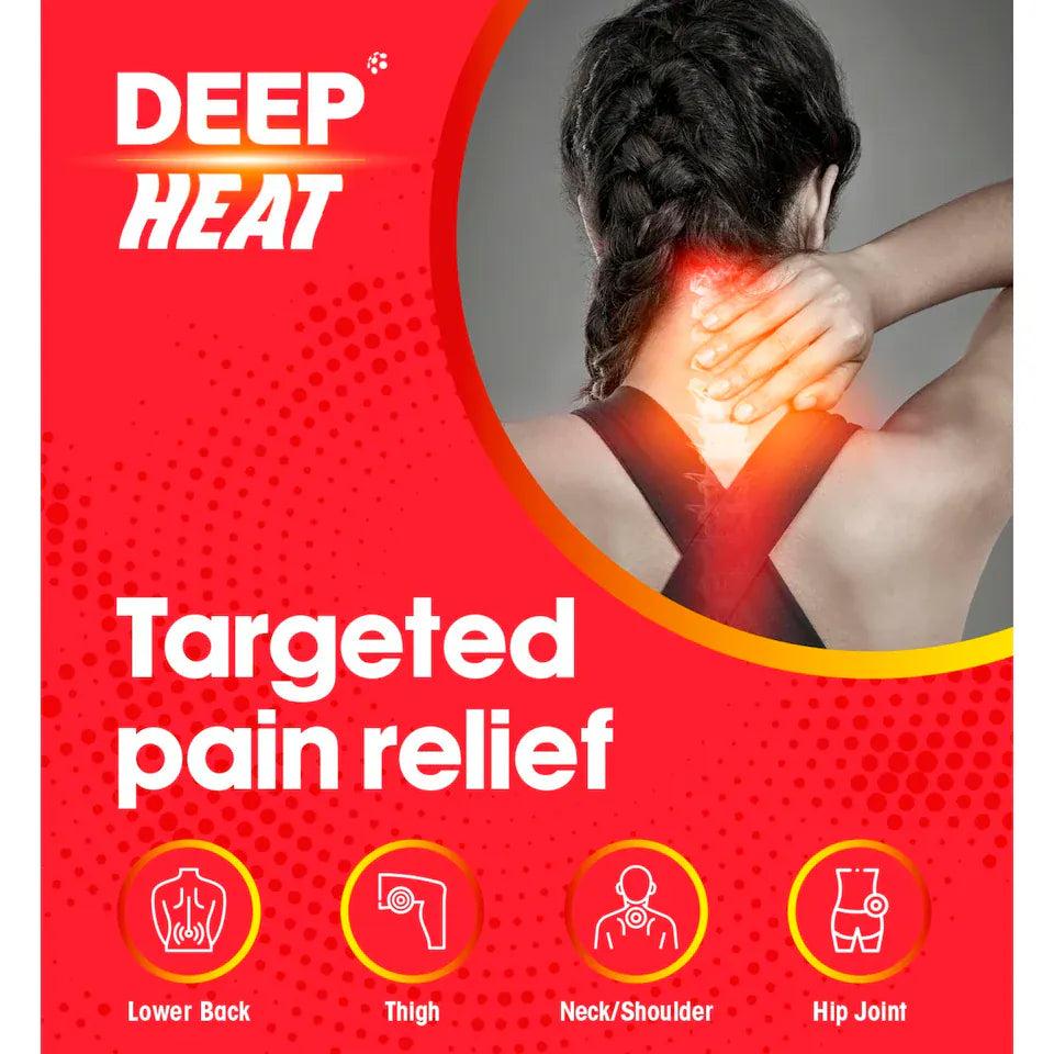 Deep Heat Pain Relief Heat Patch for Back Pain, Effective Relief, Long Lasting, Targeted Pain Relief, Odourless, Drug Free
