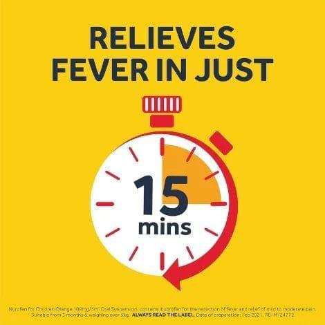 Nurofen for Children Orange 100mg/5ml 200ml Oral Suspension for Fever and Pain Relief
