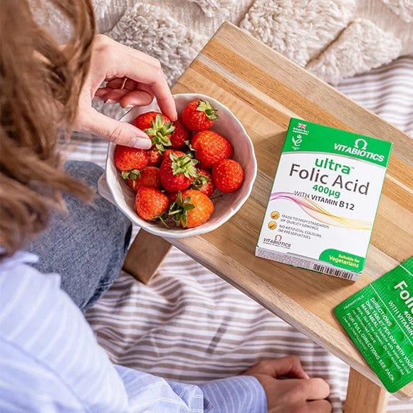 Vitabiotics Ultra Folic Acid Tablets 60 Tablets 400mcg with Vitamin B12 - Suitable for Vegetarians