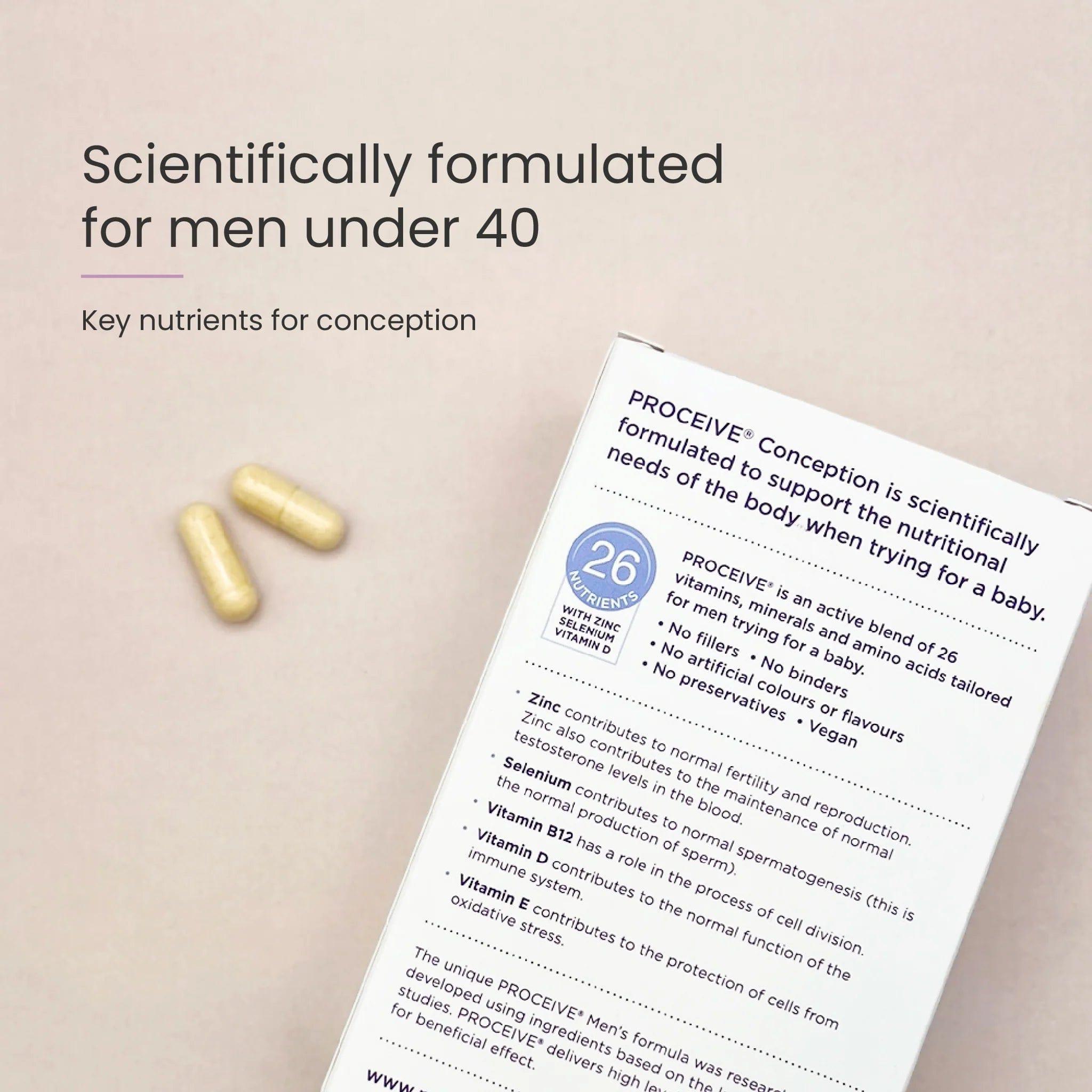 Proceive Men Conception Fertility Supplement 60 Capsules with 26 Nutrients, Zinc, Selenium, Vitamin D