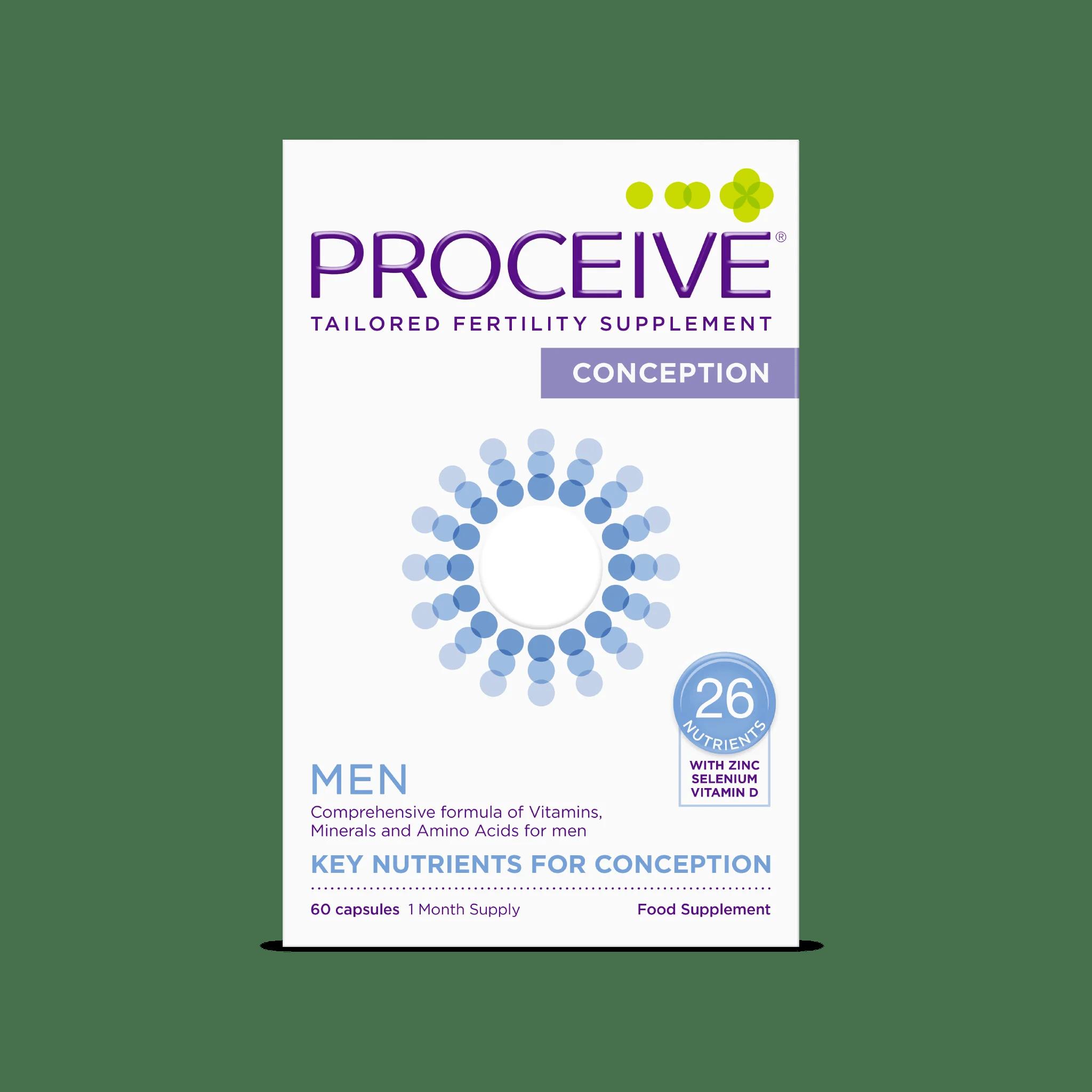 Proceive Men Conception Fertility Supplement 60 Capsules with 26 Nutrients, Zinc, Selenium, Vitamin D