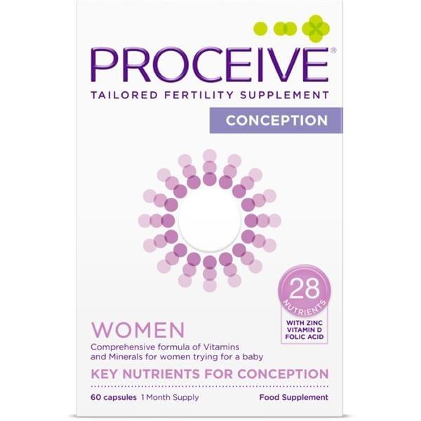 Proceive Women Fertility Supplement - 60 Capsules - 28 Nutrients with Zinc, Vitamin D, Folic Acid