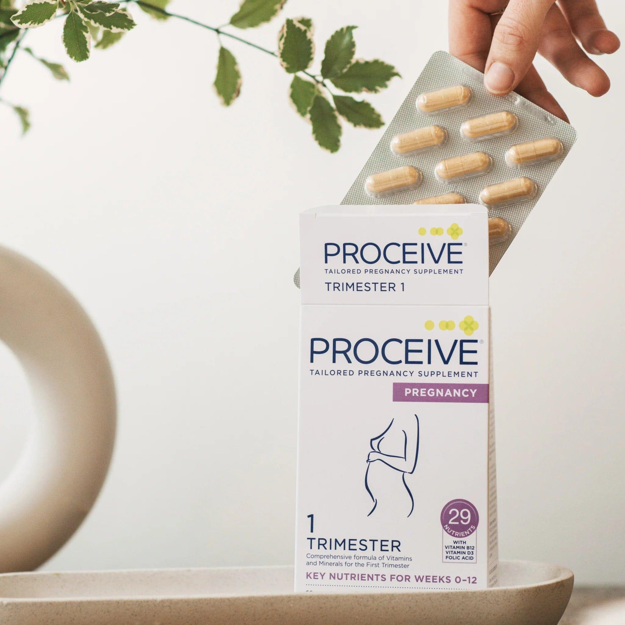Proceive Pregnancy Trimester 1 - 60 Capsules | Vitamins & Minerals | Folic Acid, Vitamin B12, Vitamin D3 | Image Features: Pregnancy, 29 Nutrients, Vitamin B12, Vitamin D3, Folic Acid