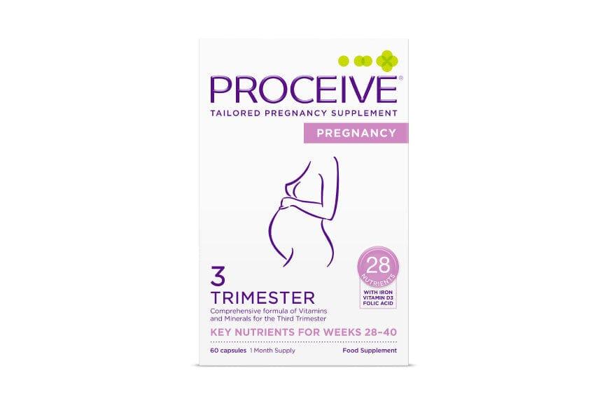 Proceive Pregnancy Trimester 3 - 60 Capsules | 28 Nutrients, Iron, Vitamin D3, Folic Acid | Supports Fertility