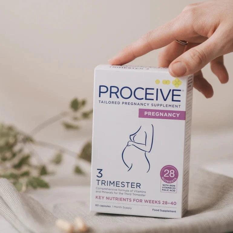 Proceive Pregnancy Trimester 3 - 60 Capsules | 28 Nutrients, Iron, Vitamin D3, Folic Acid | Supports Fertility
