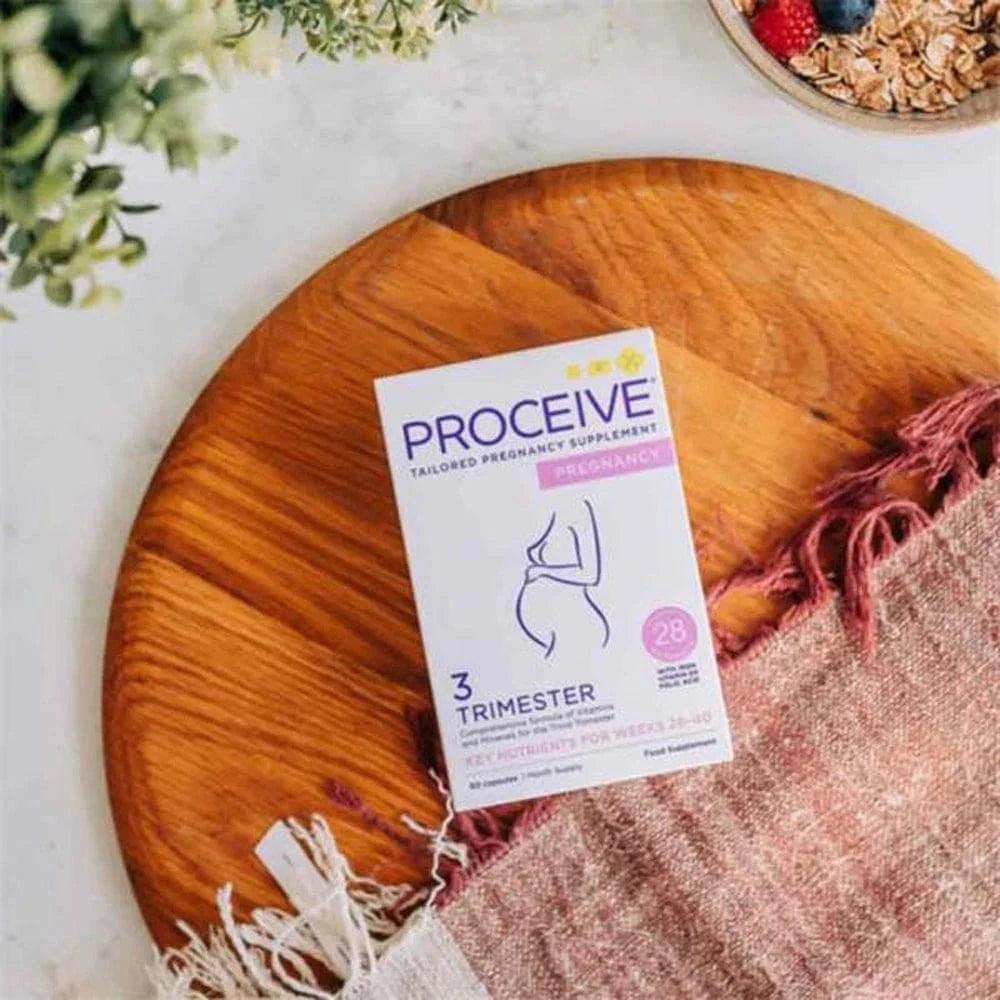 Proceive Pregnancy Trimester 3 - 60 Capsules | 28 Nutrients, Iron, Vitamin D3, Folic Acid | Supports Fertility