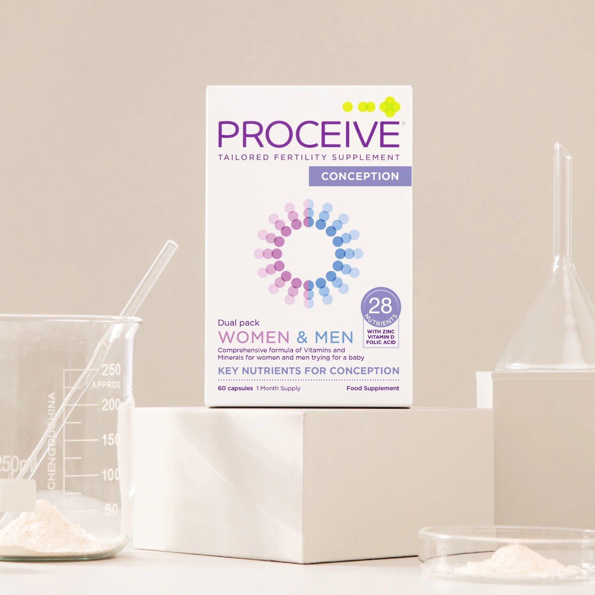 Proceive Dual Pack 120 Capsules for Women & Men - Conception Support with Zinc, Vitamin D, Folic Acid