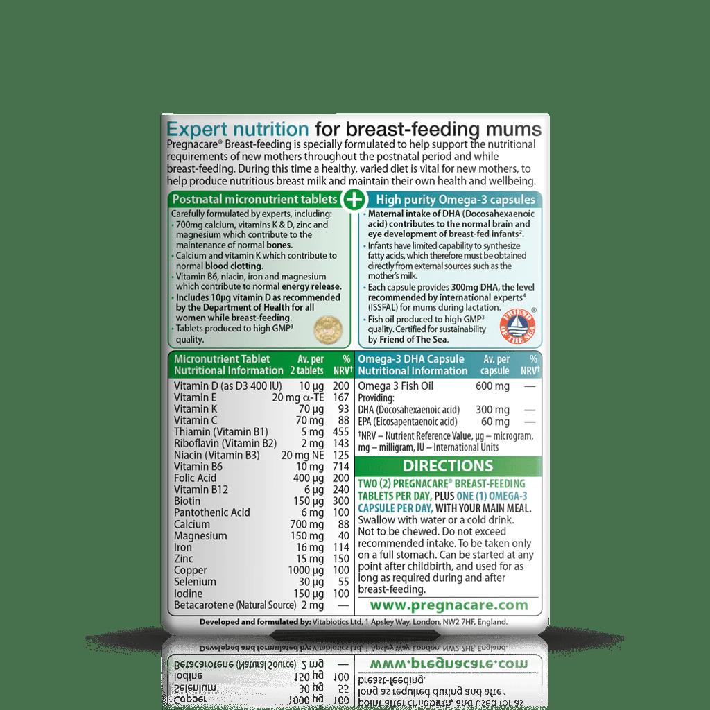 Vitabiotics Pregnacare Breastfeeding Tablets & Capsules DHA, Calcium, Vitamin D for Brain & Eye Development