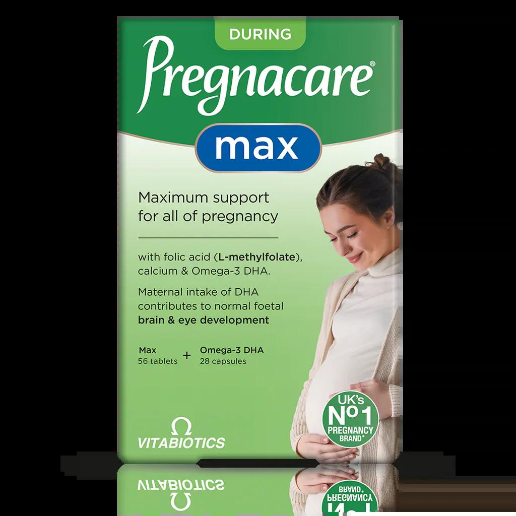 Vitabiotics Pregnacare Max Pregnancy Supplement with Folic Acid, Calcium, L-Methylfolate, Vitamin D, Omega-3 DHA