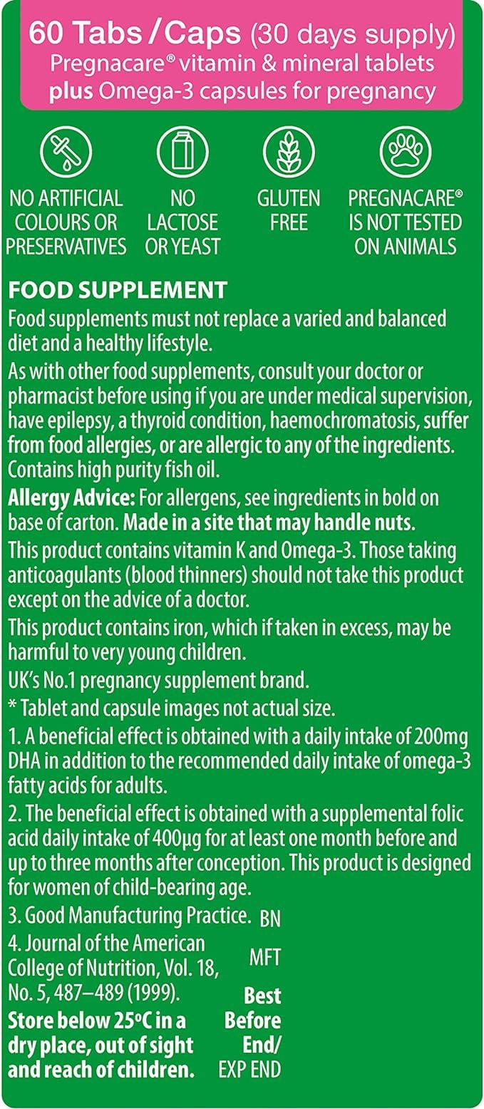 Vitabiotics Pregnacare Plus Omega-3 DHA Tablets & Capsules for Pregnancy - Brain & Eye Development
