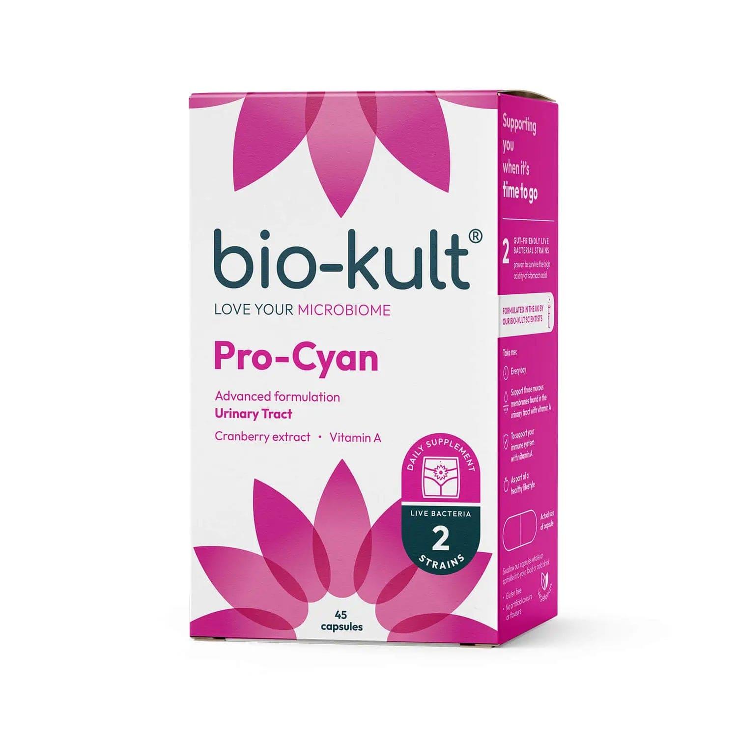 Bio-Kult Pro-Cyan Probiotic 45 Capsules - Advanced Formulation for Urinary Tract with Cranberry extract, Vitamin A & Live Bacteria