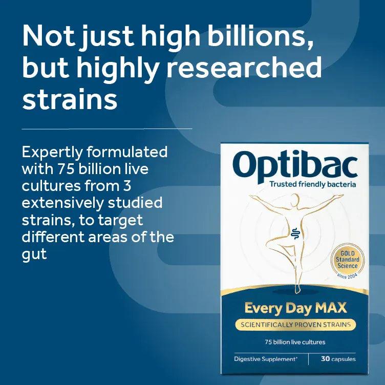 Optibac Every Day MAX Probiotic Supplement 75 Billion Live Cultures 30 Capsules Digestive Health