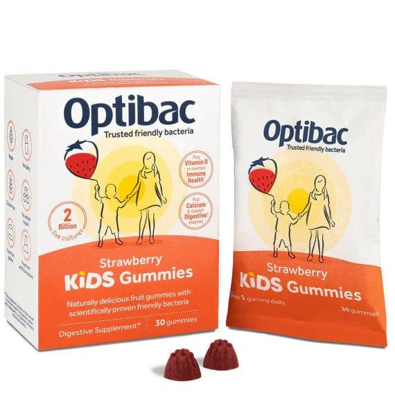 Optibac Kids Strawberry Gummies Probiotics 30 Count - Immune & Digestive Support, Vegan, Dairy Free, Gluten Free, GMO Free, Free from Gelatin, Free from Artificial Colours