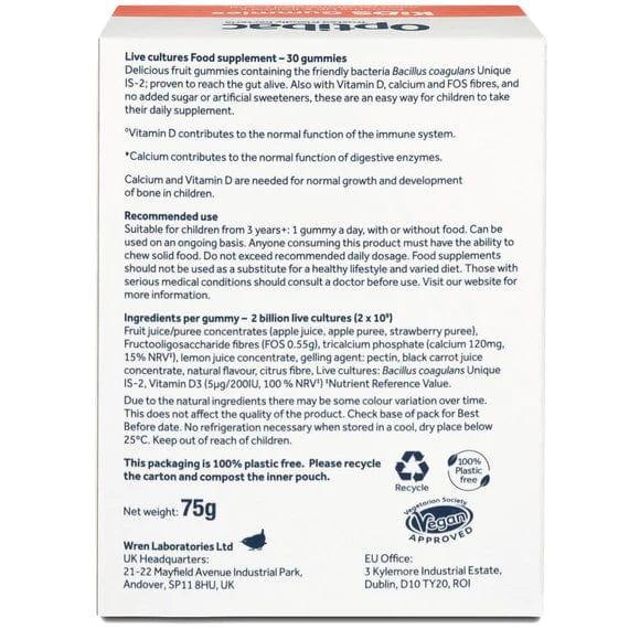 Optibac Kids Strawberry Gummies Probiotics 30 Count - Immune & Digestive Support, Vegan, Dairy Free, Gluten Free, GMO Free, Free from Gelatin, Free from Artificial Colours