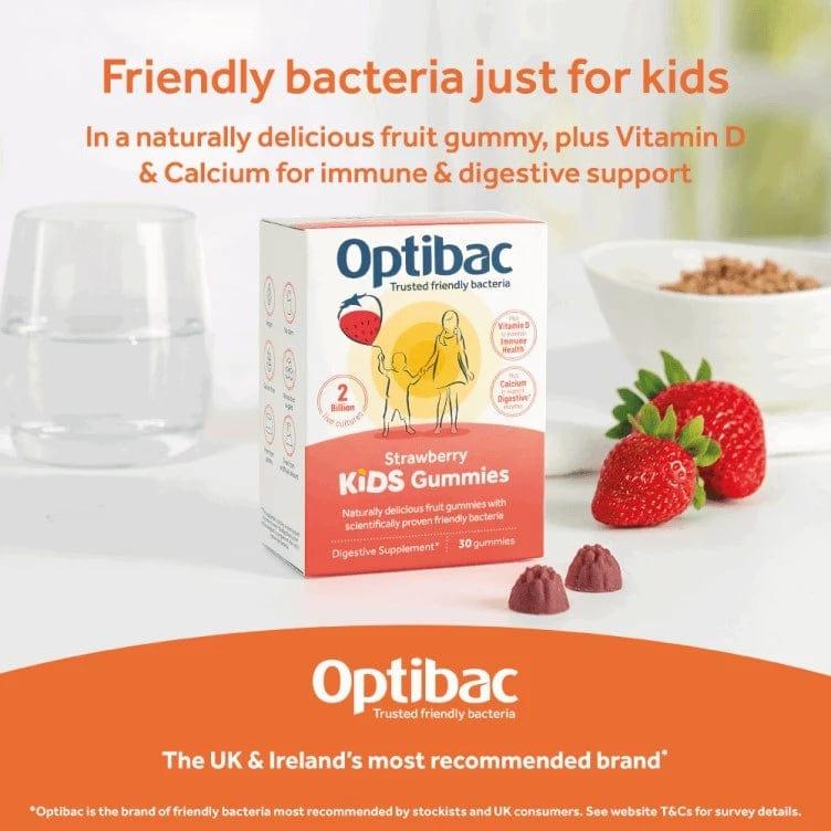Optibac Kids Strawberry Gummies Probiotics 30 Count - Immune & Digestive Support, Vegan, Dairy Free, Gluten Free, GMO Free, Free from Gelatin, Free from Artificial Colours