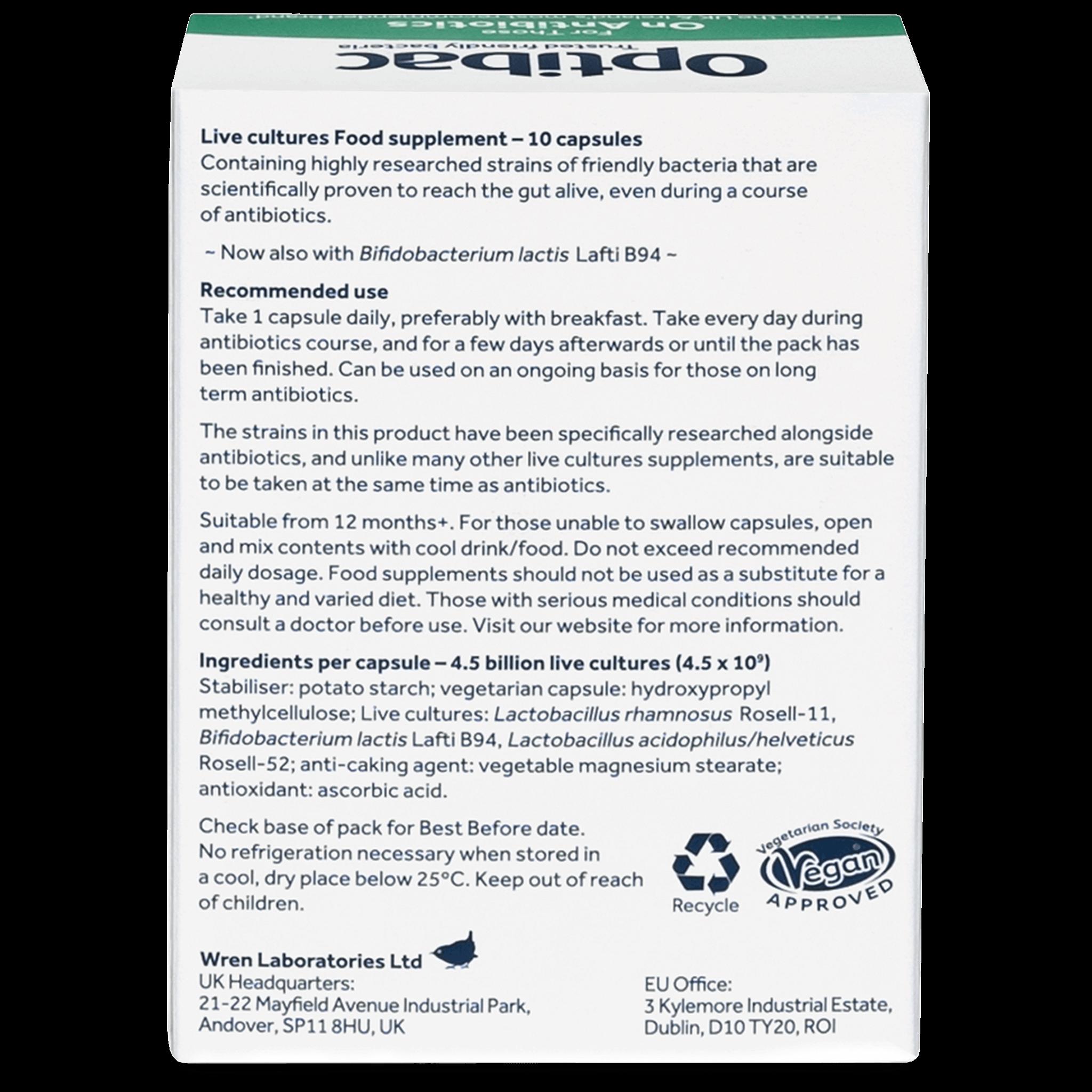 Optibac Probiotics For Those On Antibiotics - 10 Capsules, Digestive Supplement