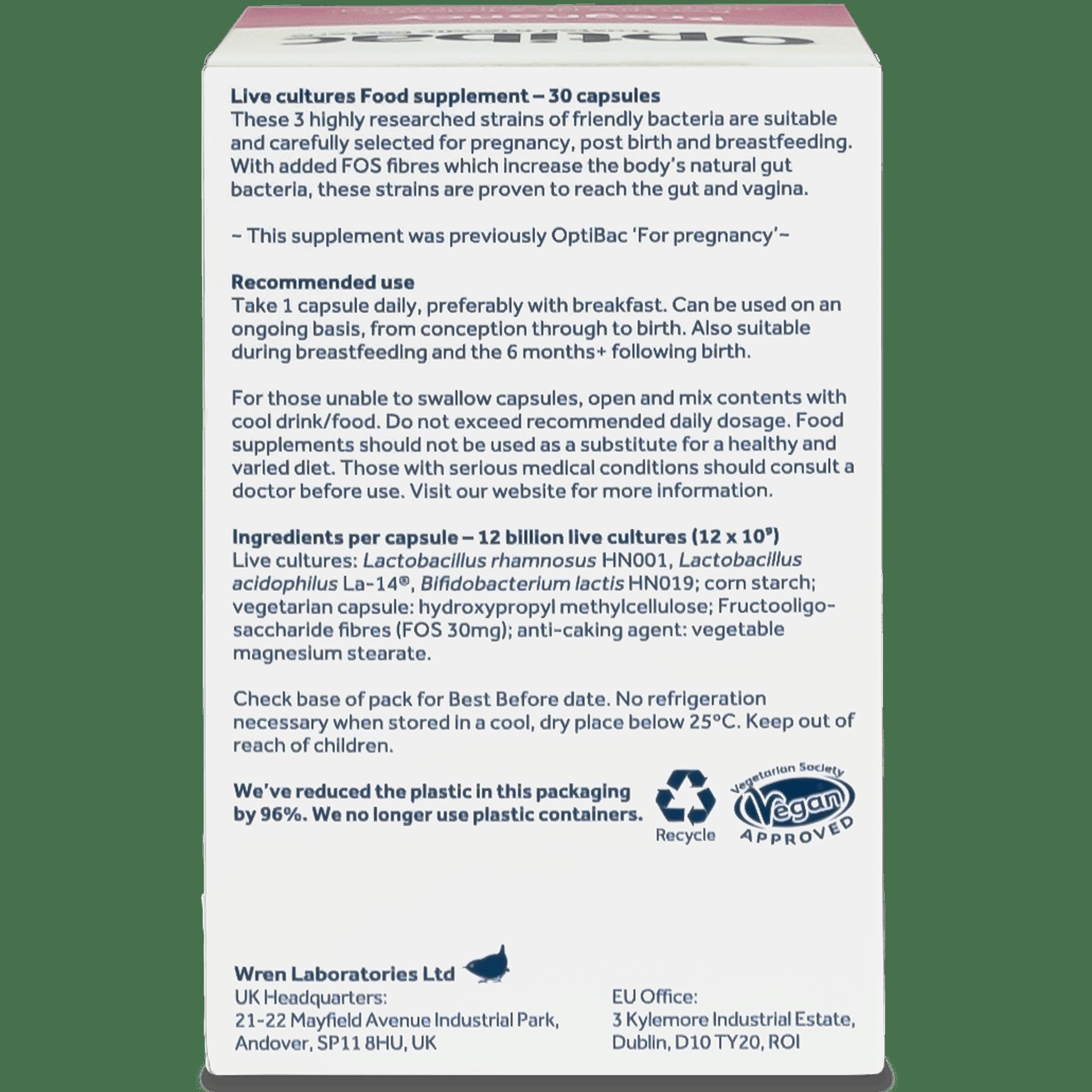 Optibac Pregnancy Probiotics 30 Capsules - Supports Immune & Vaginal Health