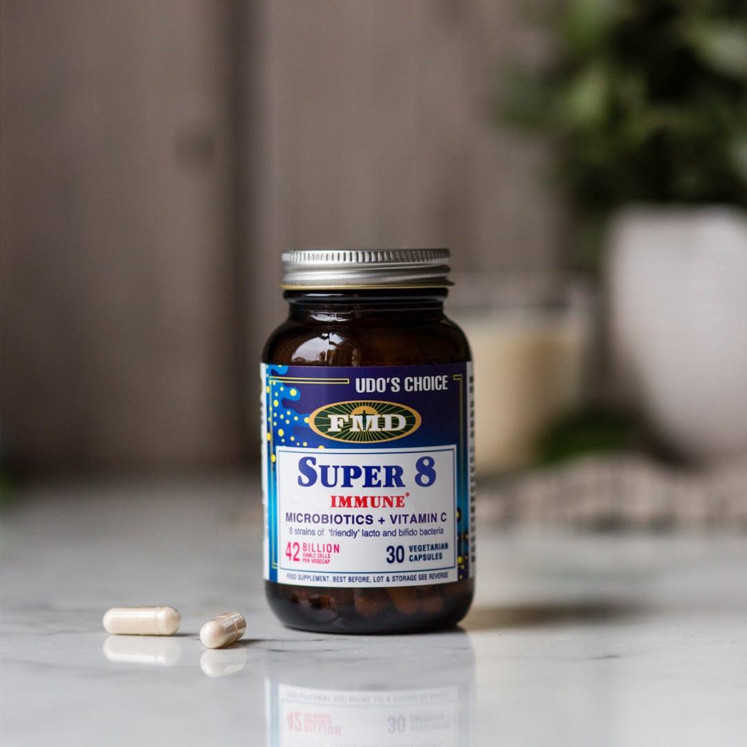 Udo's Choice Super 8 Immune Probiotics + Vitamin C 30 Capsules