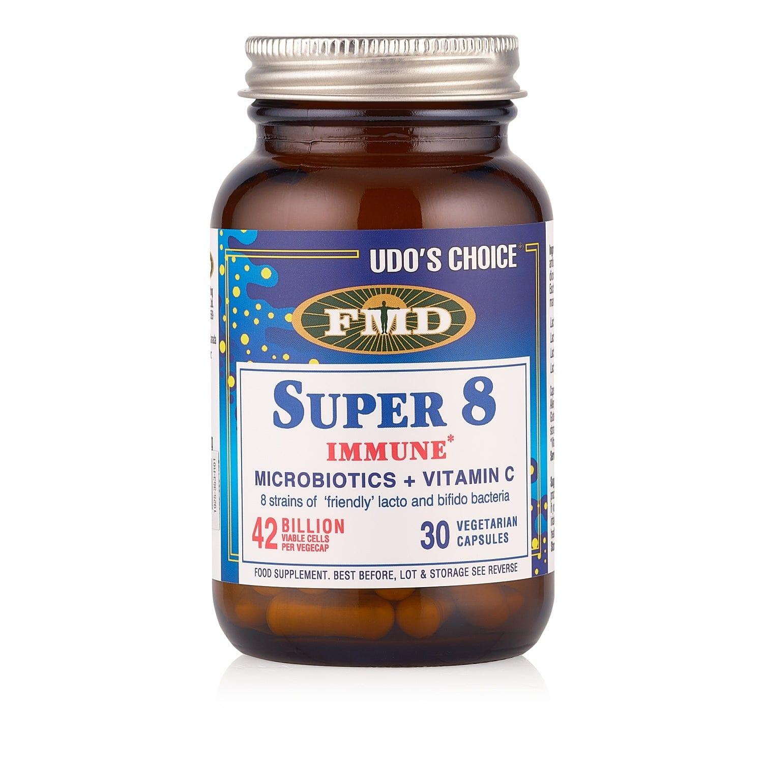 Udo's Choice Super 8 Immune Probiotics + Vitamin C 30 Capsules