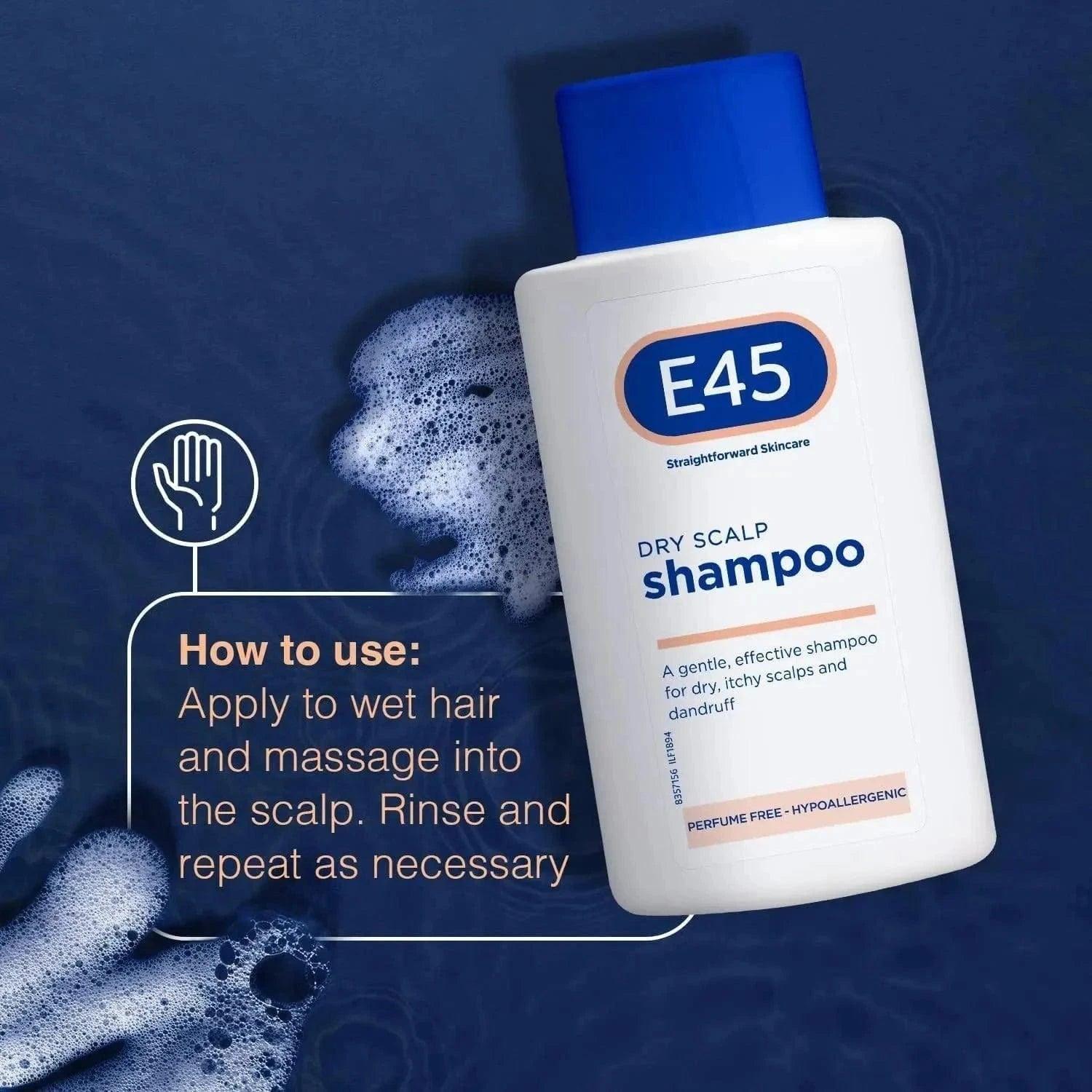 E45 Dry Scalp Shampoo 200ml - Dermatological, Soothing, Perfume Free