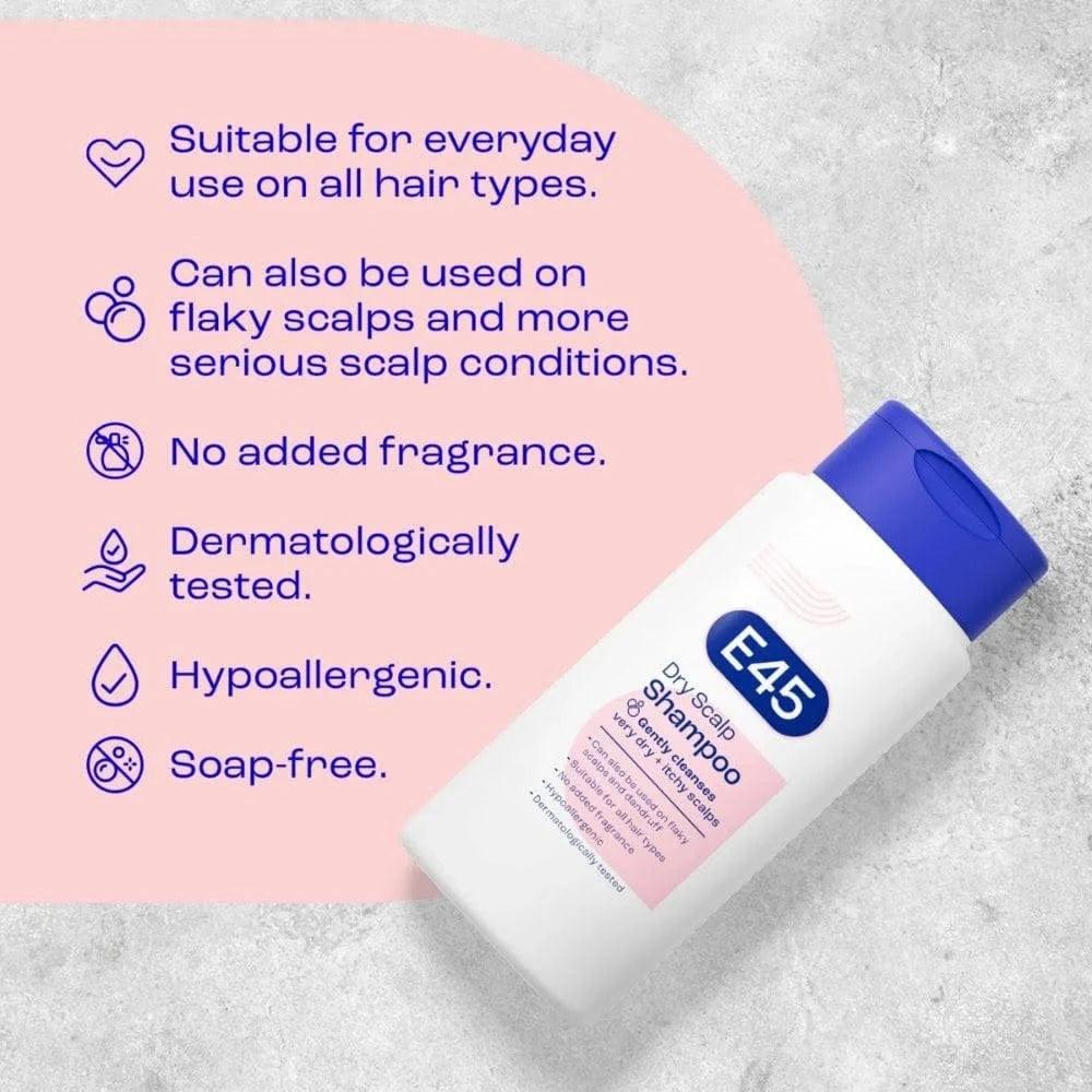 E45 Dry Scalp Shampoo 200ml - Dermatological, Soothing, Perfume Free