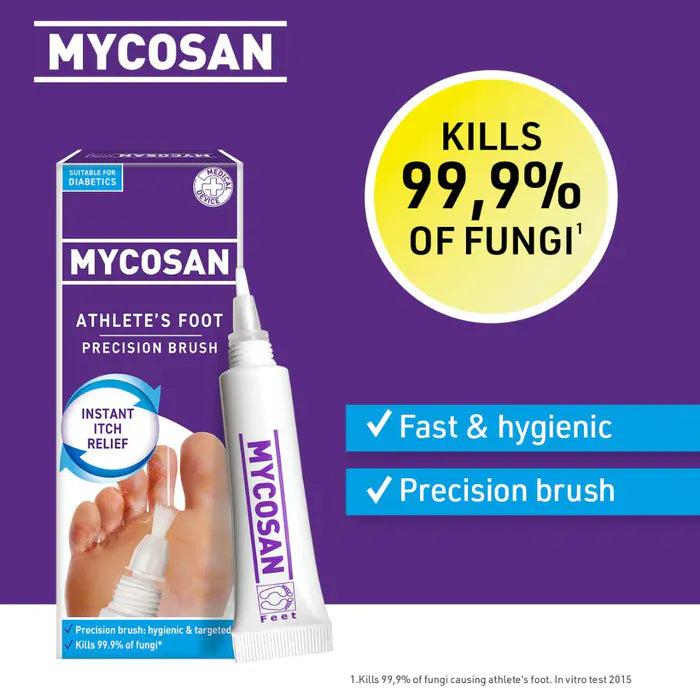 Mycosan Athlete's Foot Precision Brush 15ml - Instant Itch Relief, Kills 99.9% of fungi, Suitable for Diabetics