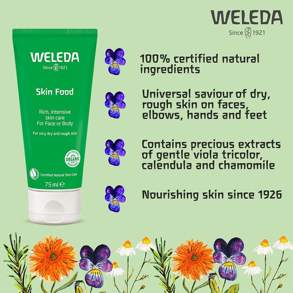 Weleda Skin Food 75ml for Face or Body, Rich, intensive skin care, for very dry and rough skin. Image Features: Organic, Certified Natural Skin Care