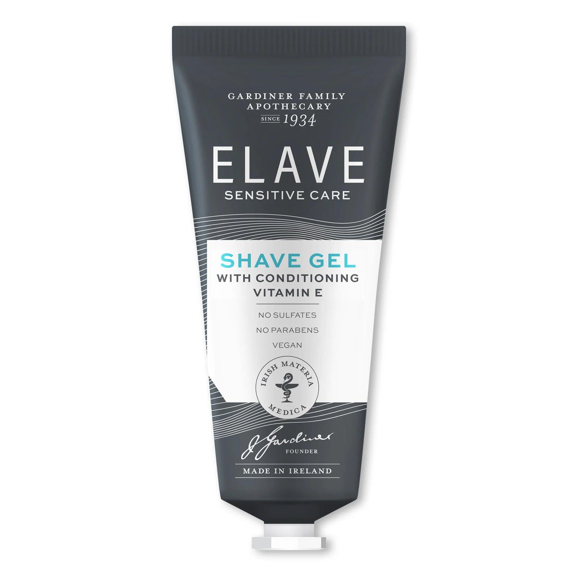 Elave Shave Gel 100ml for Sensitive Skin with Vitamin E - Vegan, No Sulfates, No Parabens