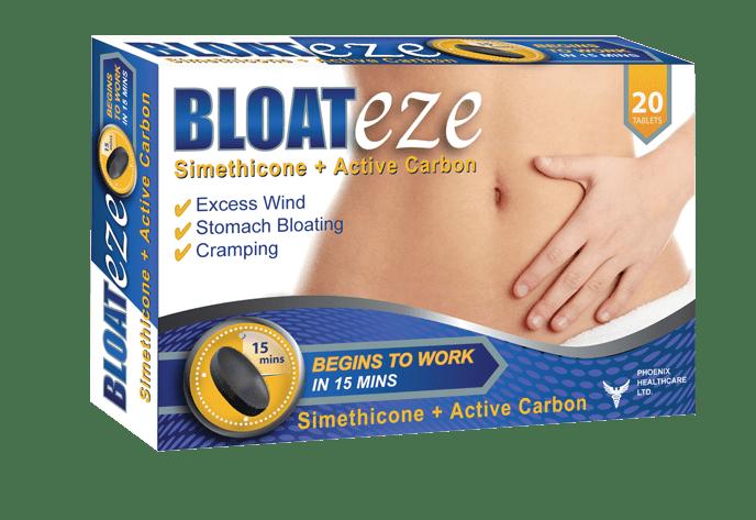 Bloateze 20 Tablets - Relieves Bloating, Excess Wind, Stomach Bloating, Cramping in 15 mins - Simethicone + Active Carbon