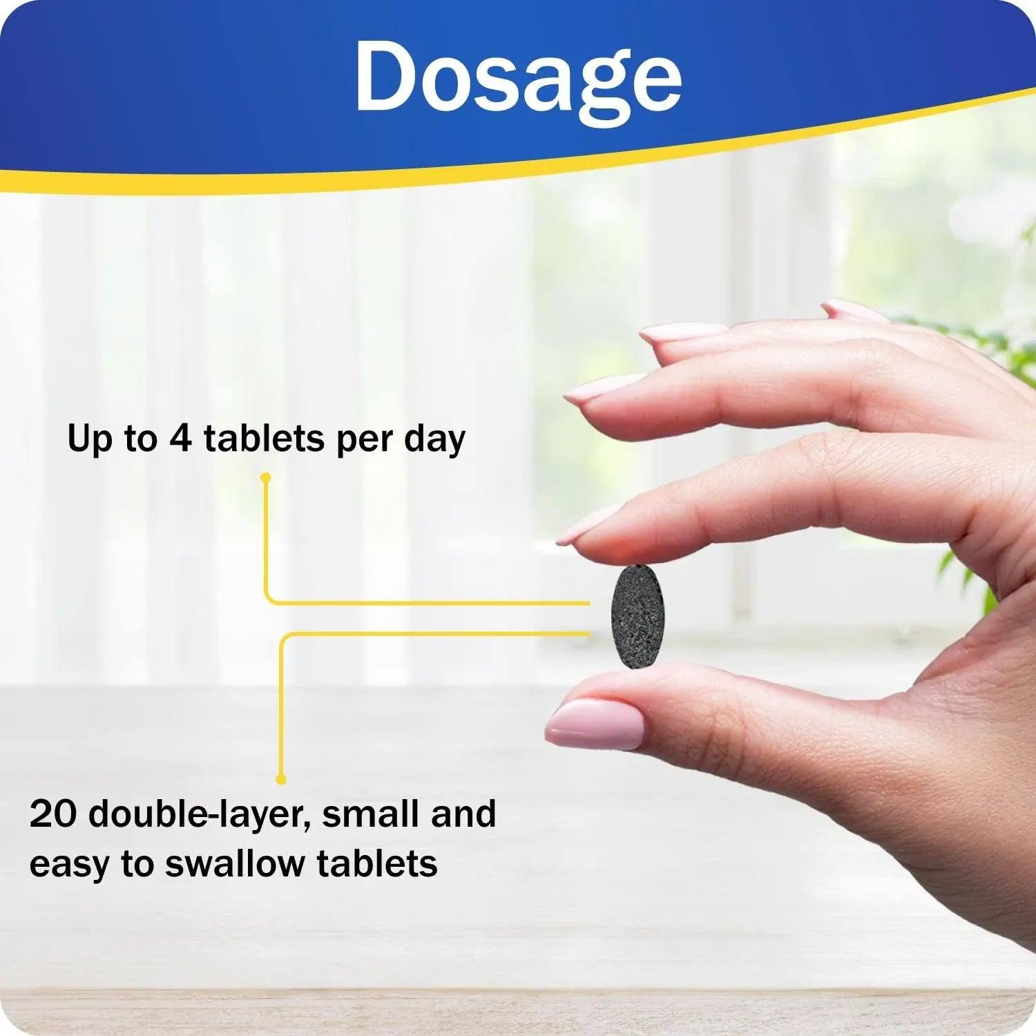 Bloateze 20 Tablets - Relieves Bloating, Excess Wind, Stomach Bloating, Cramping in 15 mins - Simethicone + Active Carbon