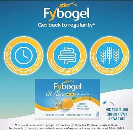 Fybogel Orange Fibre Drink 10 Sachets - Relieves Constipation & Maintains Regularity