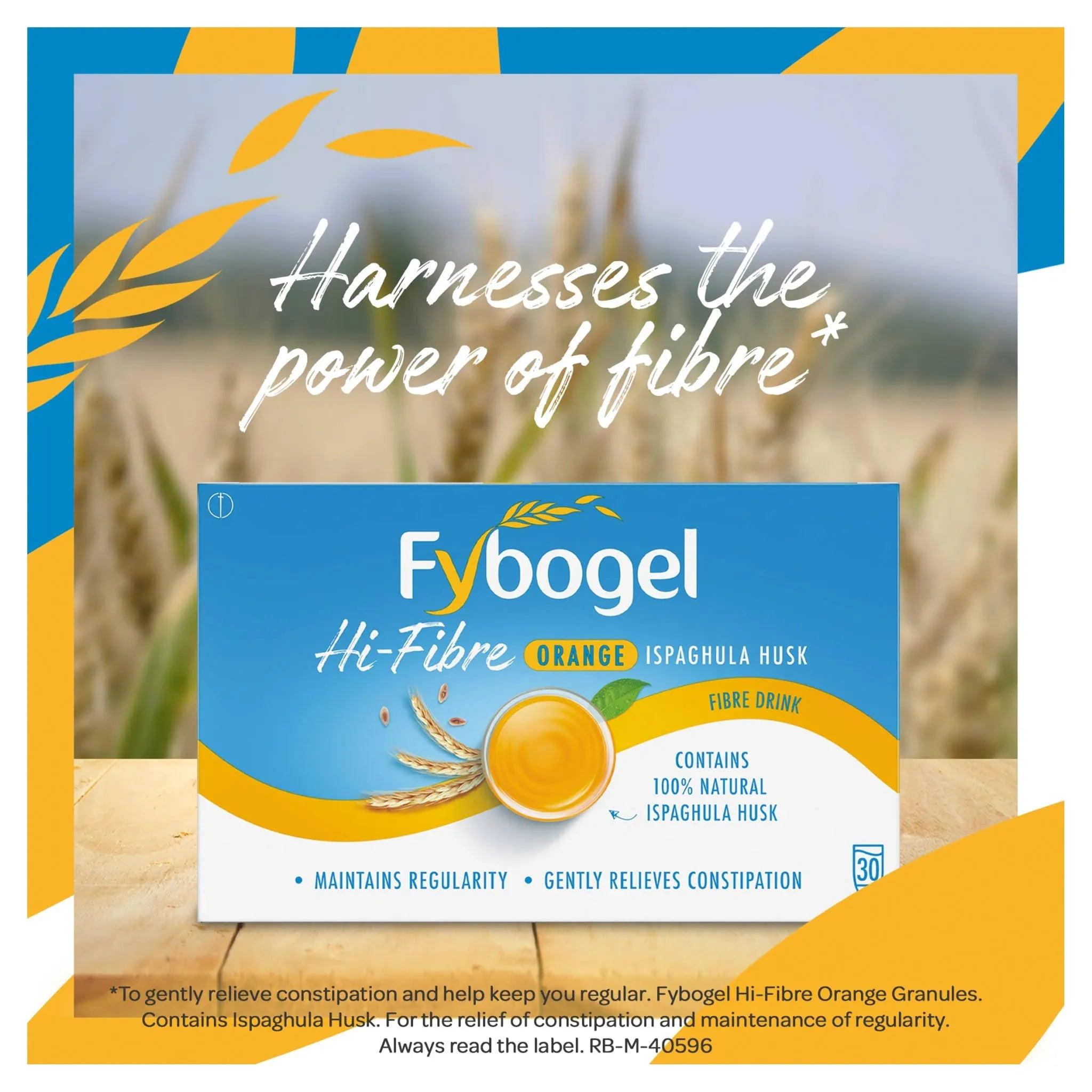 Fybogel Orange Fibre Drink 30 Sachets Relieves Constipation
