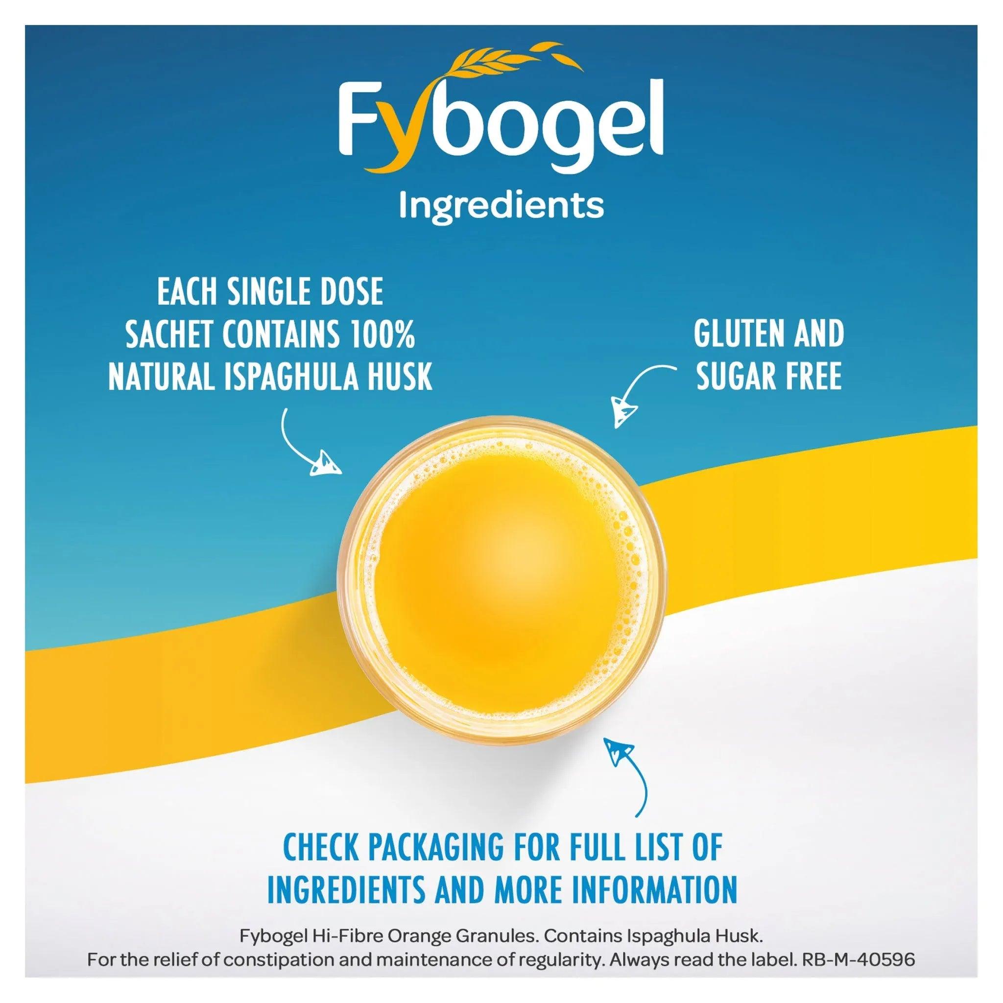 Fybogel Orange Fibre Drink 30 Sachets Relieves Constipation