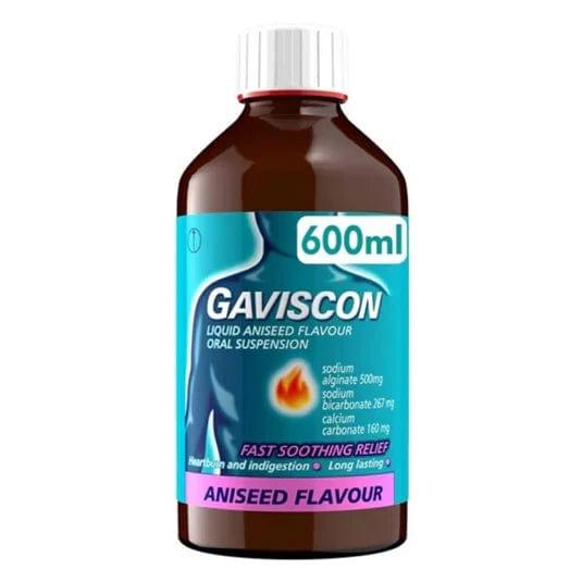 Gaviscon Liquid Aniseed Flavor 600ml - Fast Soothing Relief for Heartburn and Indigestion
