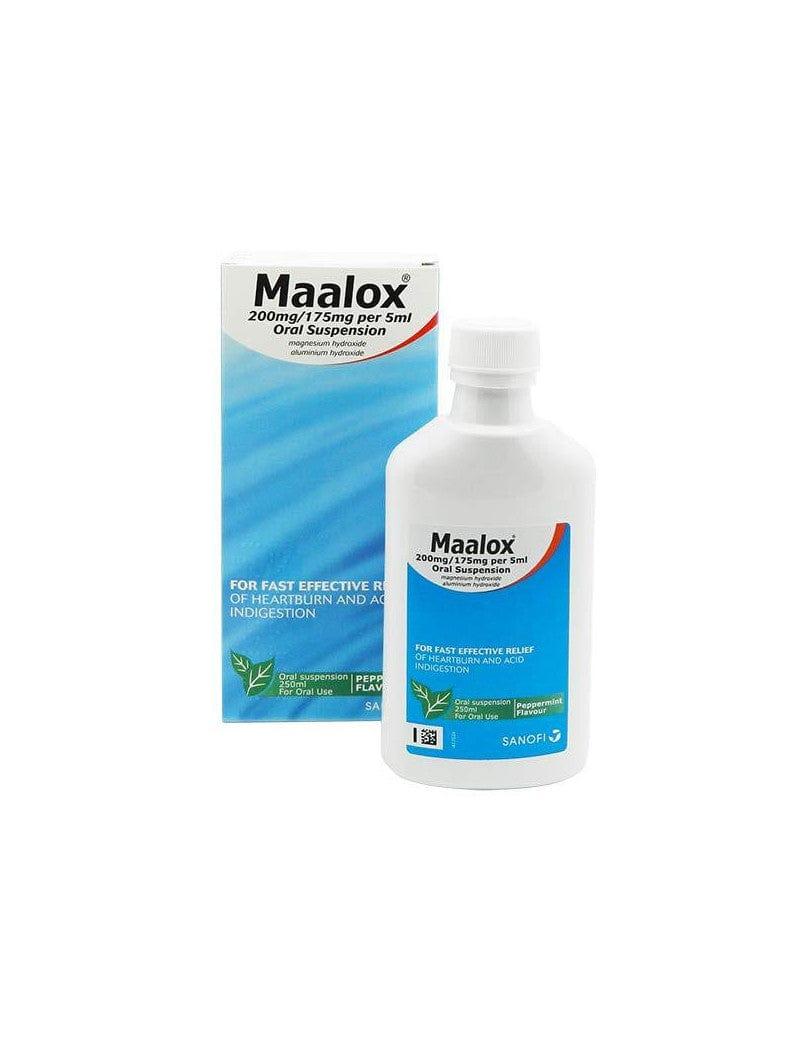 Maalox Oral Suspension Peppermint Flavour 250ml for Heartburn and Indigestion Relief