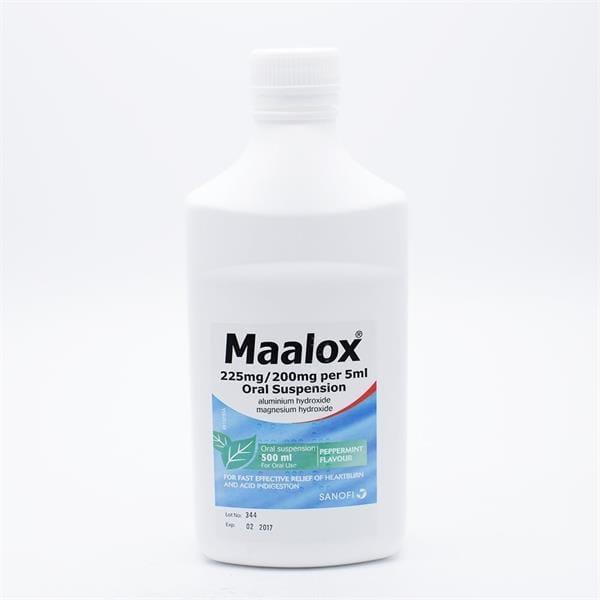 Maalox Oral Suspension Peppermint Flavour 250ml for Heartburn and Indigestion Relief