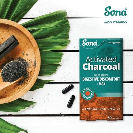Sona Activated Charcoal 60 Capsules - Helps Reduce Digestive Discomfort & Gas