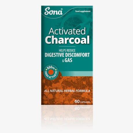 Sona Activated Charcoal 60 Capsules - Helps Reduce Digestive Discomfort & Gas