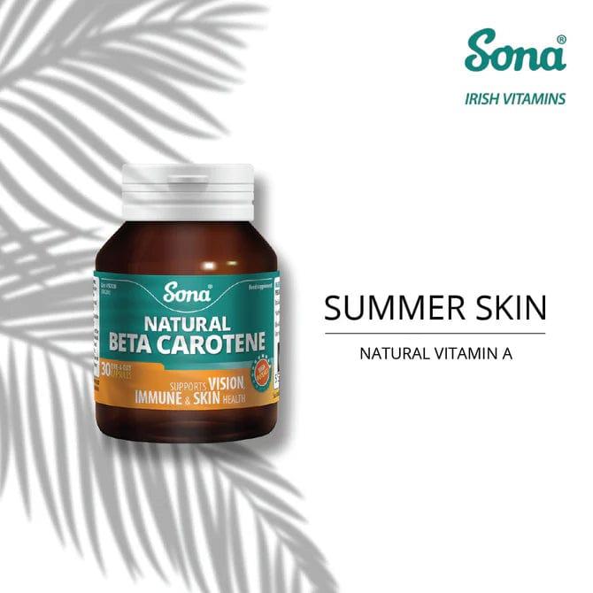 Sona Natural Beta Carotene Capsules (60) Supports Vision, Immune & Skin Health - One-A-Day