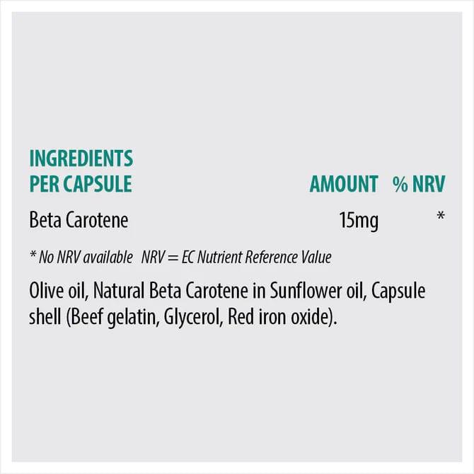Sona Natural Beta Carotene Capsules (60) Supports Vision, Immune & Skin Health - One-A-Day